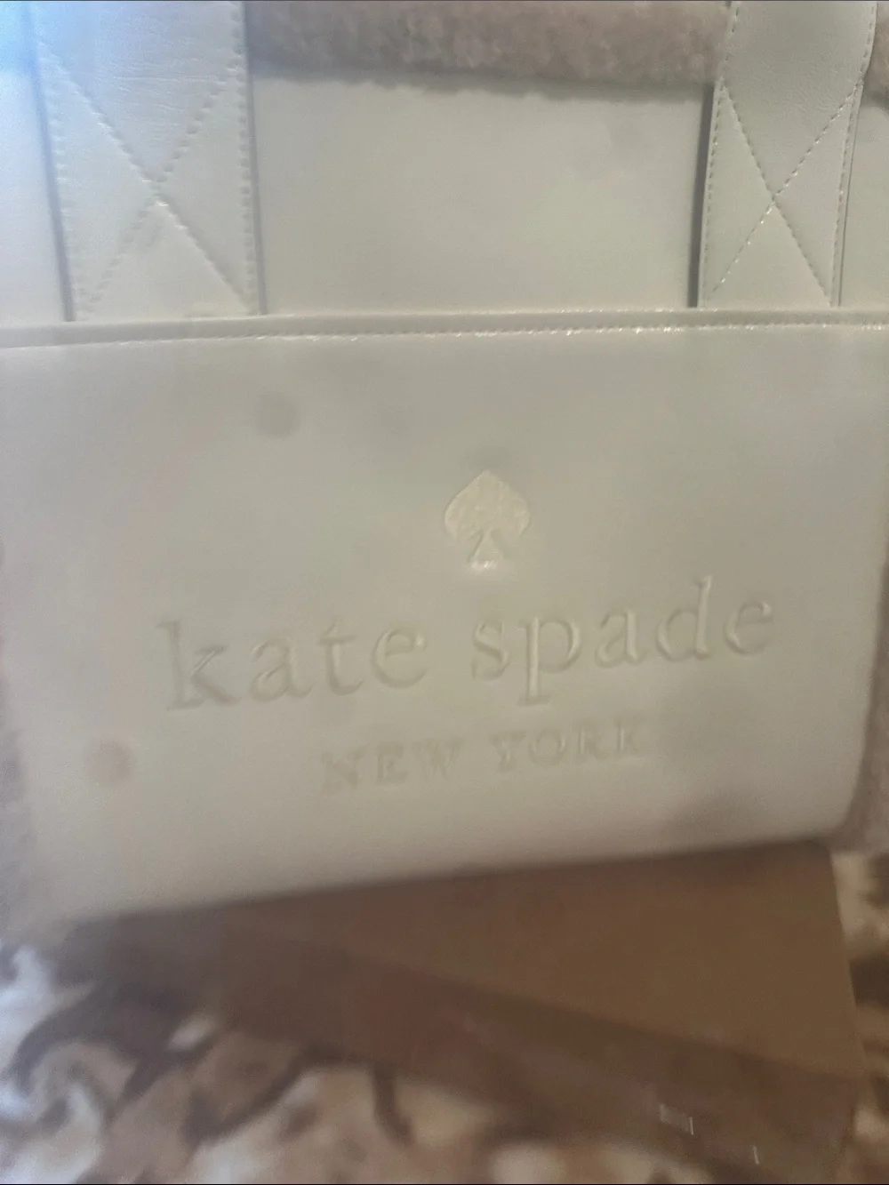kate spade Cream Tote with Plush Trim